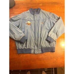 VTG David Taylor Blue Embroidered Ranch Bomber Jacket Full Zip Pockets XLT